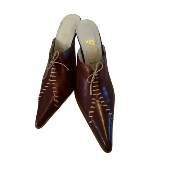 Coryllus Burgundy Studded Lace-Up Women’s Mules Size 38 - Picture 1 of 7